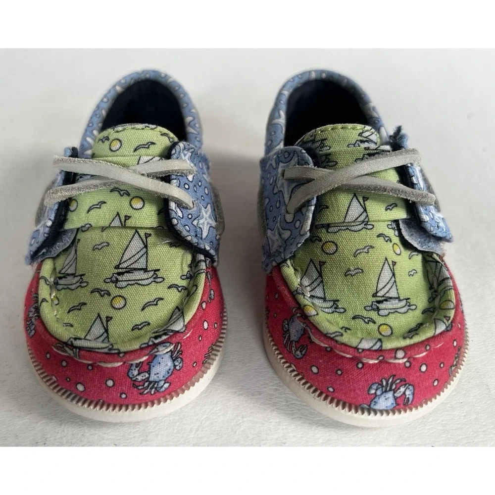 NIB Sperry Vineyard Vines Crib JR VV Girls Patchwork Size 2 M Infant Shoes